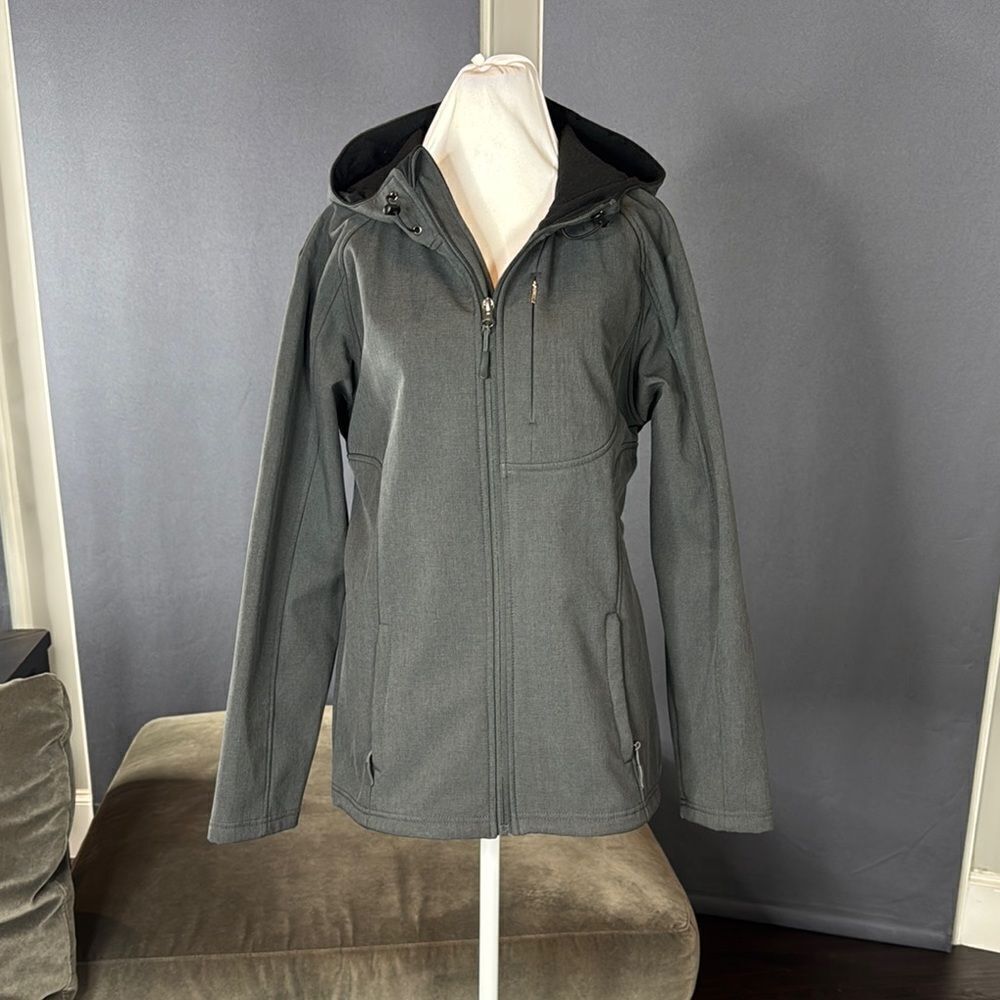 Women’s Dark Gray Ski Jacket with Hood Slim Fit Size M